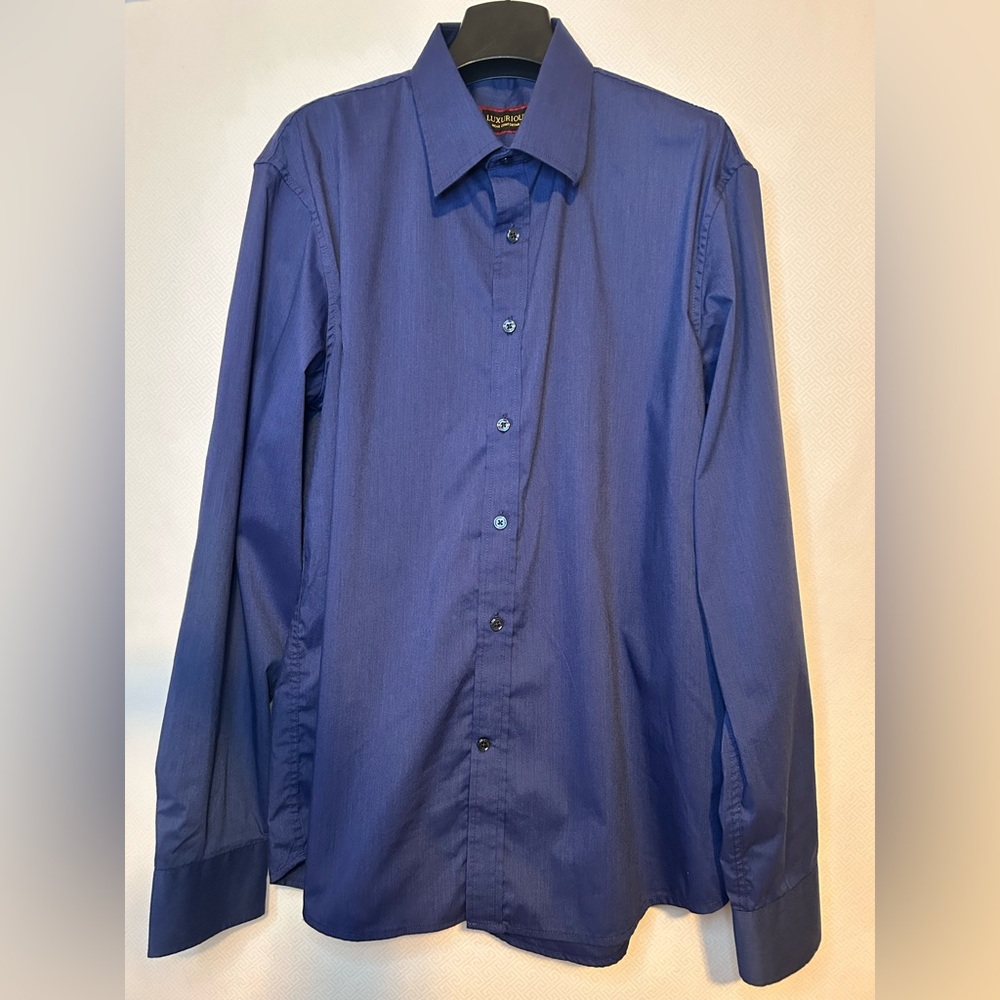 Men’s Blue Dress Shirt with Classic Collar
